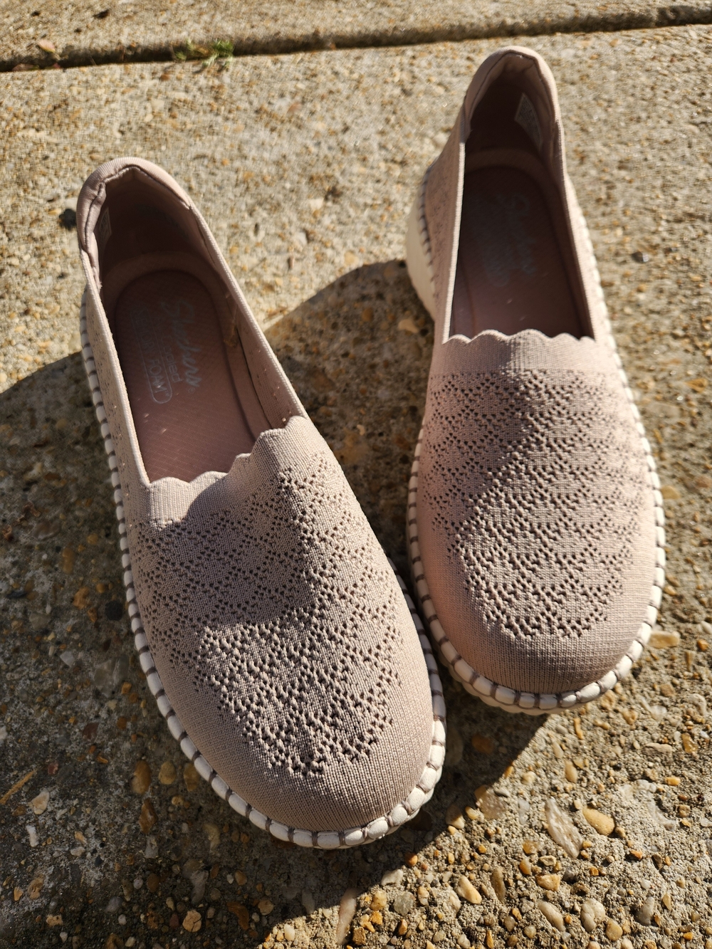Skechers Knit Slip-On Flats in Light Taupe